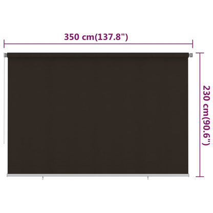 vidaXL Outdoor Roller Blind 350x230 cm Brown HDPE