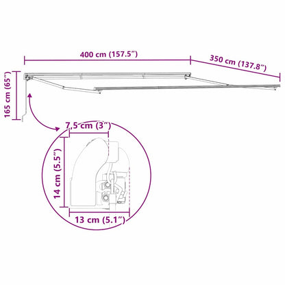 vidaXL Awning Frame White 400 x 350 cm Aluminium