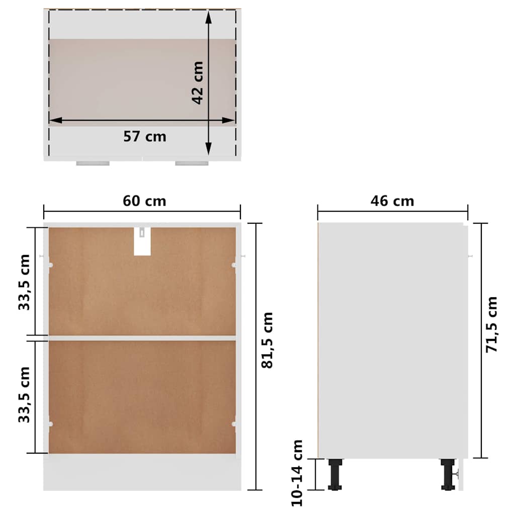 vidaXL Bottom Cabinet Lyon White 60x46x81.5 cm Engineered Wood