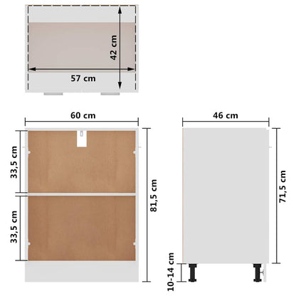 vidaXL Bottom Cabinet Lyon White 60x46x81.5 cm Engineered Wood