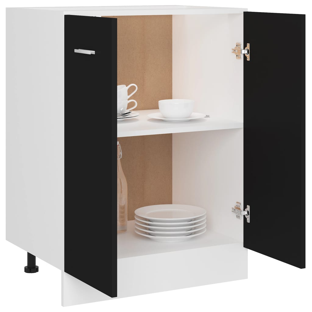 801189 vidaXL Bottom Cabinet "Lyon" Black 60x46x81,5 cm Engineered Wood