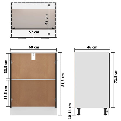 801189 vidaXL Bottom Cabinet "Lyon" Black 60x46x81,5 cm Engineered Wood