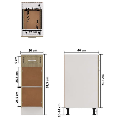 vidaXL Drawer Bottom Cabinet Lyon Sonoma Oak 30x46x81.5 cm Engineered Wood