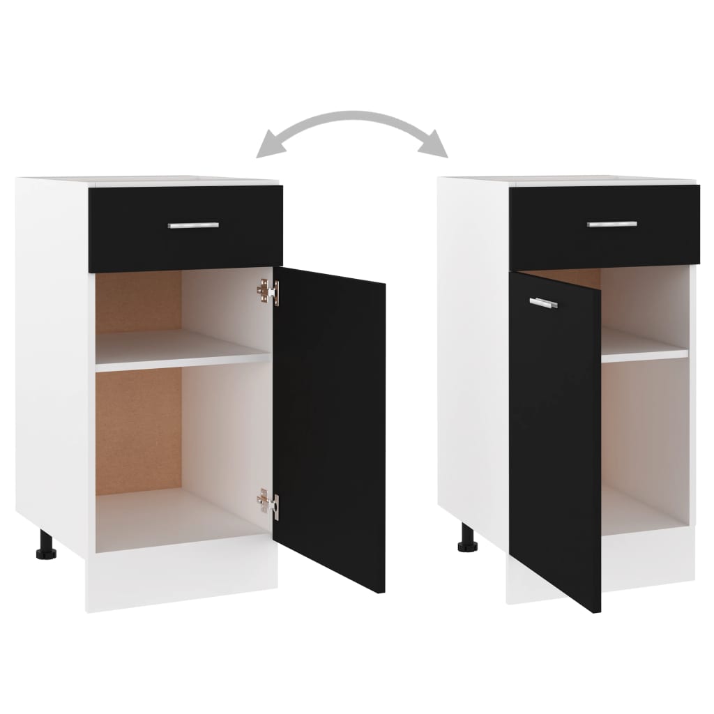 801213 vidaXL Drawer Bottom Cabinet "Lyon" Black 40x46x81,5 cm Engineered Wood
