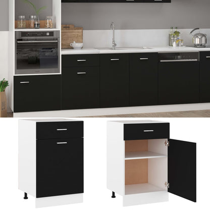 801221 vidaXL Drawer Bottom Cabinet "Lyon" Black 50x46x81,5 cm Engineered Wood