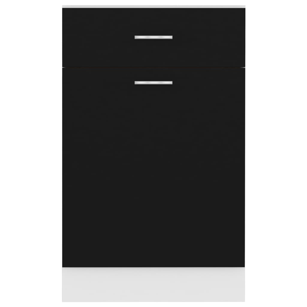 801221 vidaXL Drawer Bottom Cabinet "Lyon" Black 50x46x81,5 cm Engineered Wood