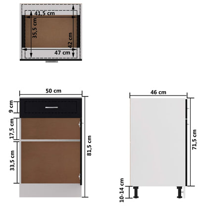 801221 vidaXL Drawer Bottom Cabinet "Lyon" Black 50x46x81,5 cm Engineered Wood