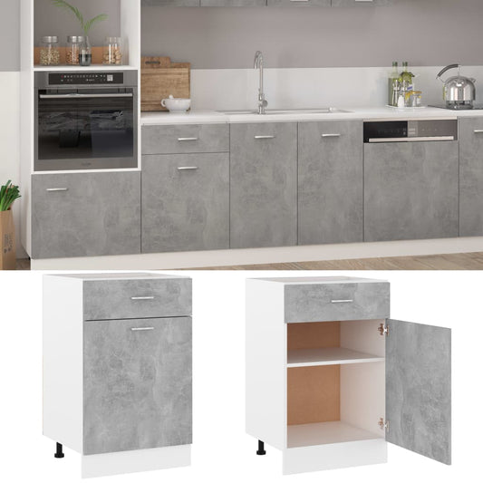 801224 vidaXL Drawer Bottom Cabinet "Lyon" Concrete Grey 50x46x81,5 cm Engineered Wood