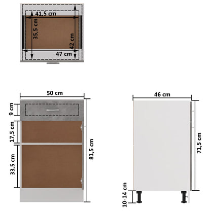 vidaXL Drawer Bottom Cabinet Lyon Concrete Grey 50x46x81.5 cm Engineered Wood