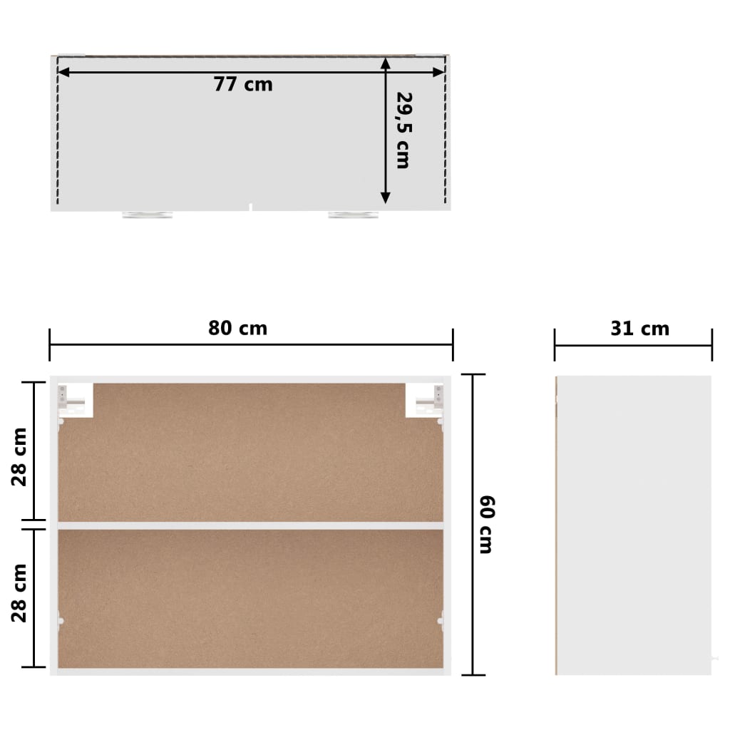vidaXL Hanging Cabinet Lyon White 80x31x60 cm Engineered Wood
