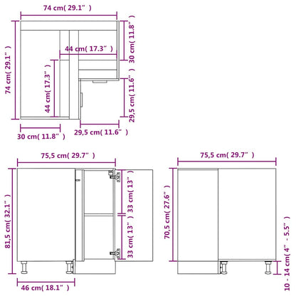 vidaXL Corner Bottom Cabinet "Lyon" Sonoma Oak 75.5x75.5x81.5 cm