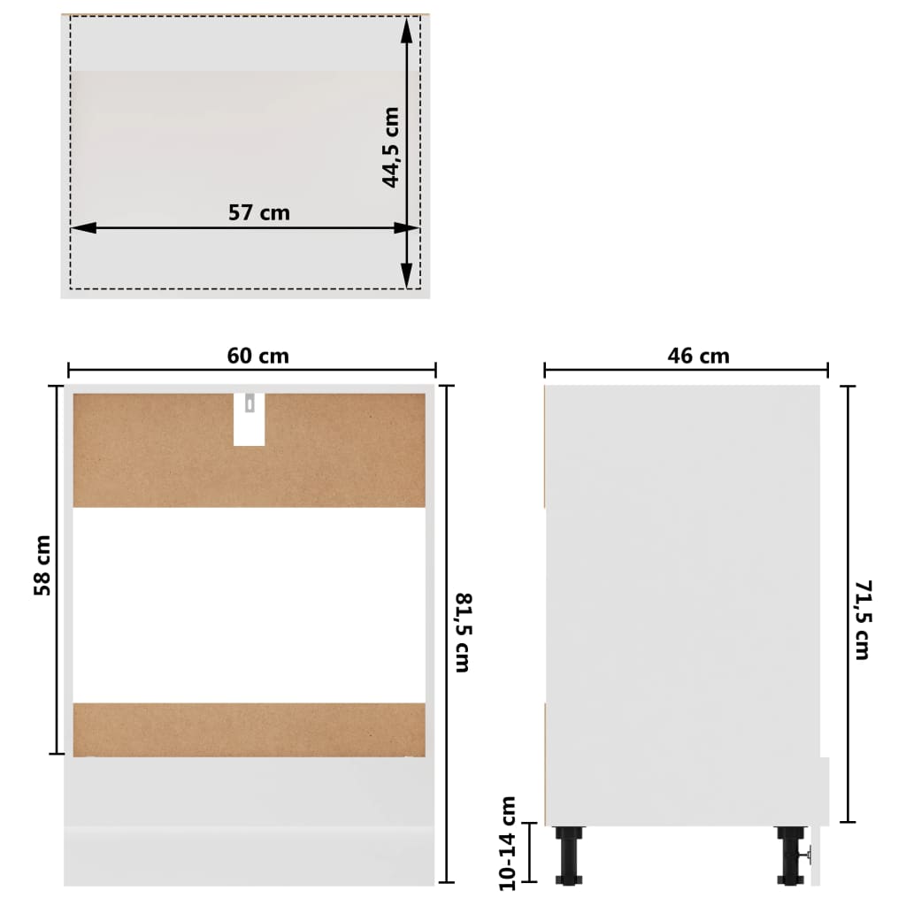 802497 vidaXL Oven Cabinet "Lyon" White 60x46x81,5 cm Engineered Wood