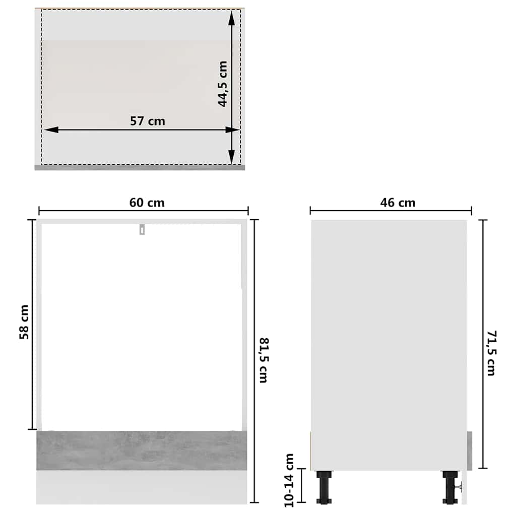 vidaXL Oven Cabinet Lyon Concrete Grey 60x46x81.5 cm Engineered Wood