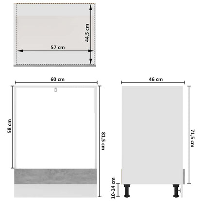 vidaXL Oven Cabinet Lyon Concrete Grey 60x46x81.5 cm Engineered Wood