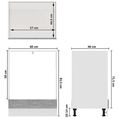 802501 vidaXL Oven Cabinet "Lyon" Concrete Grey 60x46x81,5 cm Engineered Wood
