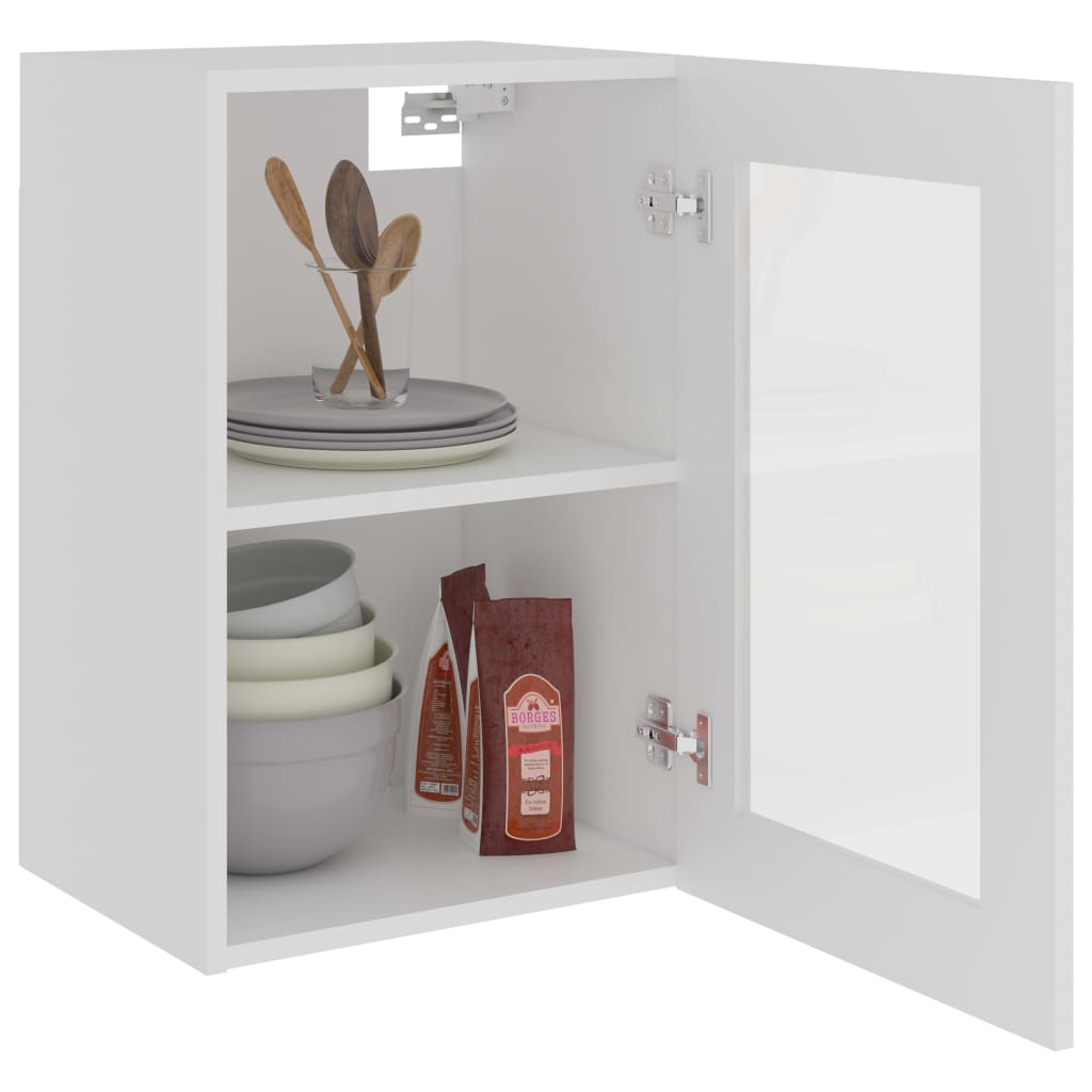 vidaXL Hanging Glass Cabinet Lyon White 40x31x60 cm Engineered Wood