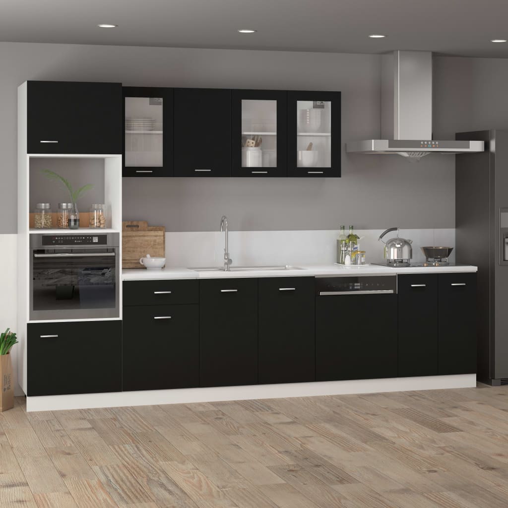 vidaXL Hanging Glass Cabinet Lyon Black 40x31x60 cm Engineered Wood