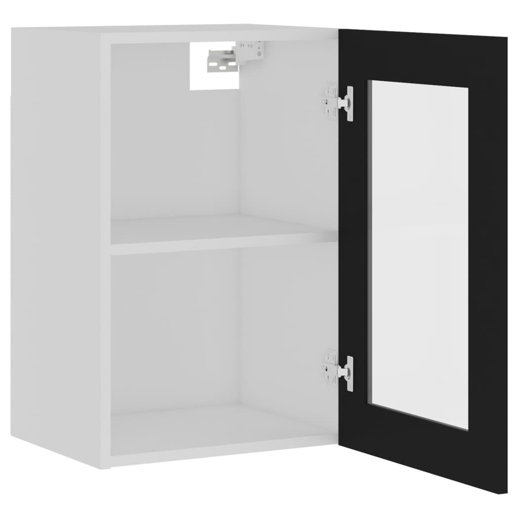 vidaXL Hanging Glass Cabinet Lyon Black 40x31x60 cm Engineered Wood