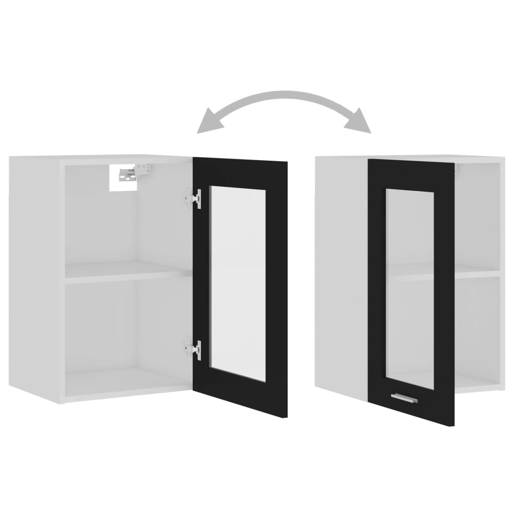 vidaXL Hanging Glass Cabinet Lyon Black 40x31x60 cm Engineered Wood