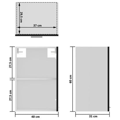 vidaXL Hanging Glass Cabinet Lyon Black 40x31x60 cm Engineered Wood