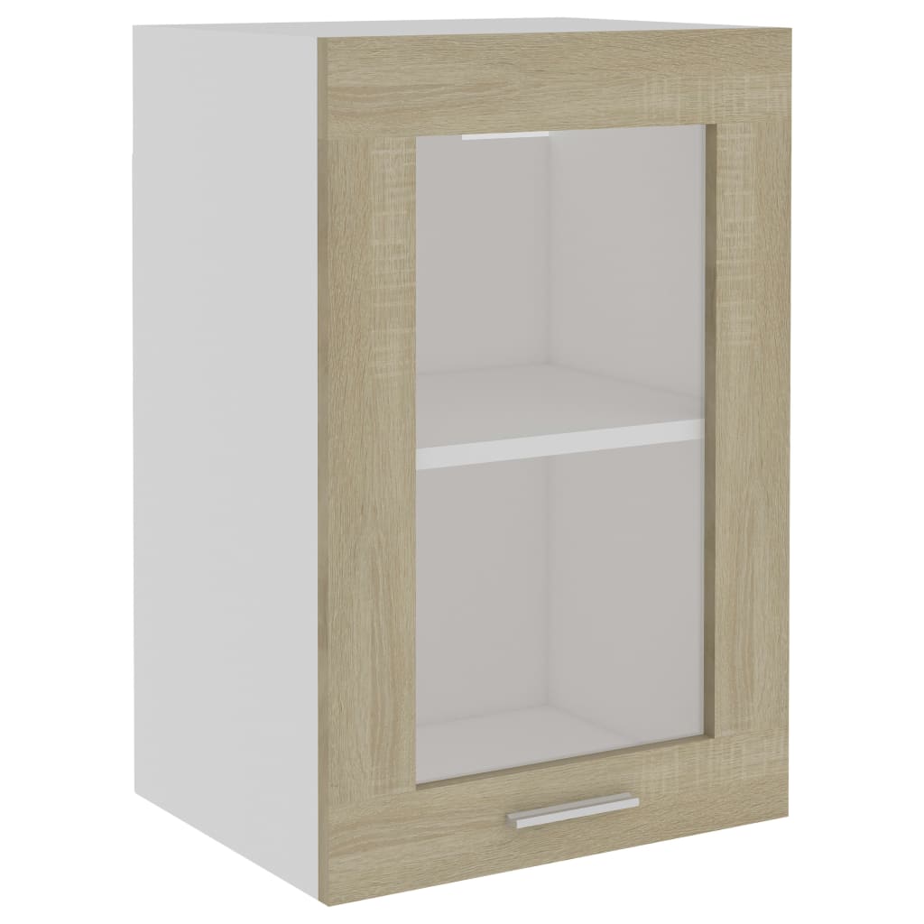 vidaXL Hanging Glass Cabinet | Sonoma oak | Engineered wood, glass | 40x31x60 cm