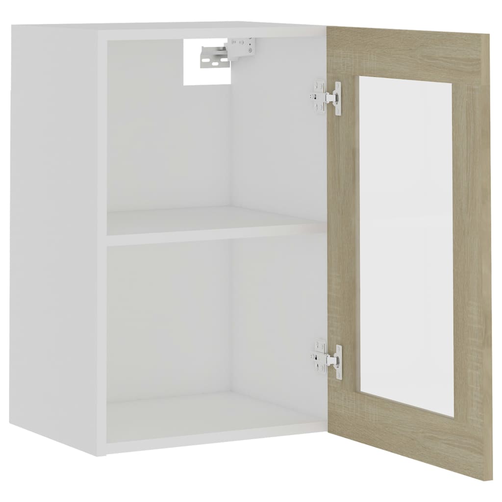 vidaXL Hanging Glass Cabinet | Sonoma oak | Engineered wood, glass | 40x31x60 cm