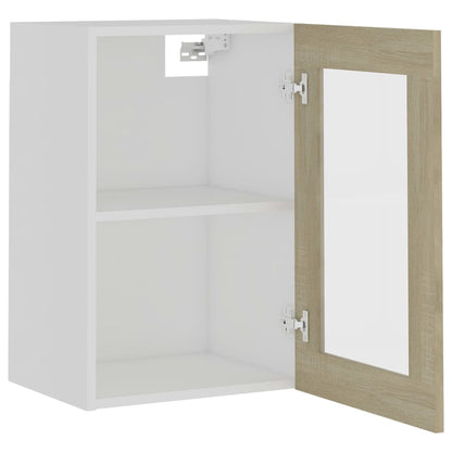 vidaXL Hanging Glass Cabinet | Sonoma oak | Engineered wood, glass | 40x31x60 cm