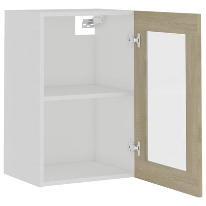 vidaXL Hanging Glass Cabinet "Lyon" Sonoma Oak 40x31x60 cm