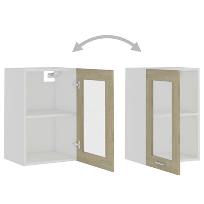 vidaXL Hanging Glass Cabinet | Sonoma oak | Engineered wood, glass | 40x31x60 cm