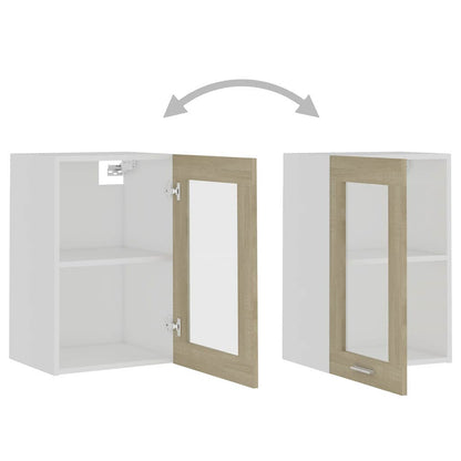 vidaXL Hanging Glass Cabinet "Lyon" Sonoma Oak 40x31x60 cm
