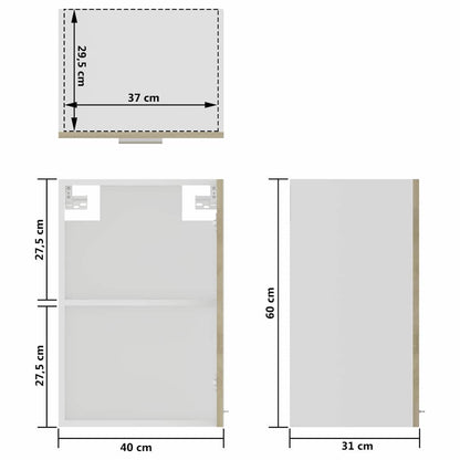 vidaXL Hanging Glass Cabinet "Lyon" Sonoma Oak 40x31x60 cm