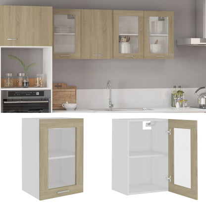 vidaXL Hanging Glass Cabinet | Sonoma oak | Engineered wood, glass | 40x31x60 cm