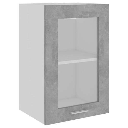 802509 vidaXL Hanging Glass Cabinet "Lyon" Concrete Grey 40x31x60 cm Engineered Wood
