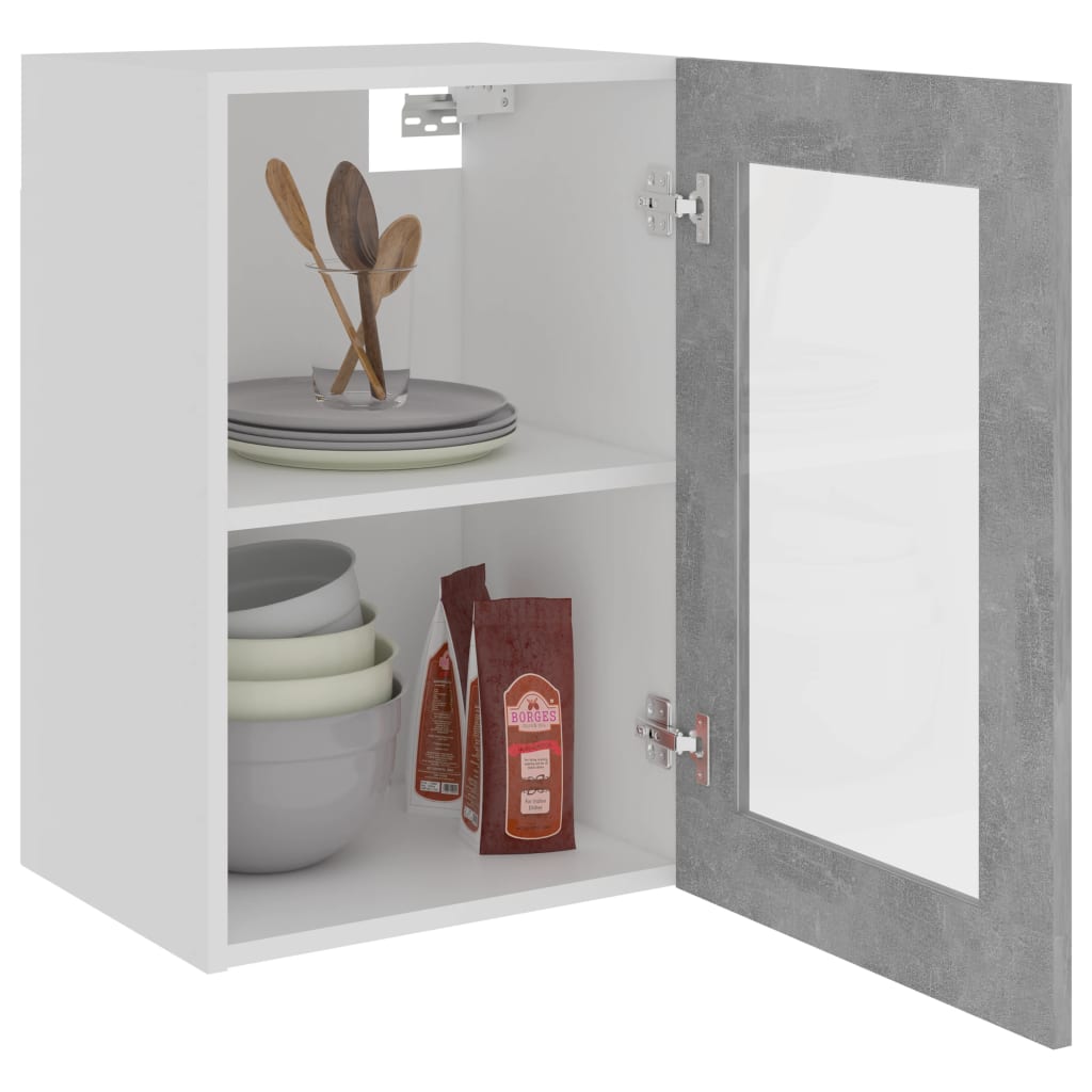vidaXL Hanging Glass Cabinet Lyon Concrete Grey 40x31x60 cm Engineered Wood
