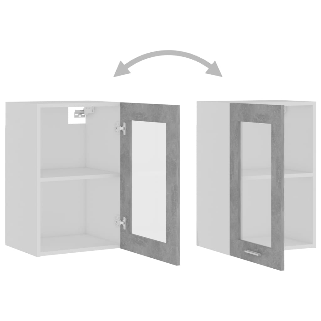 vidaXL Hanging Glass Cabinet Lyon Concrete Grey 40x31x60 cm Engineered Wood