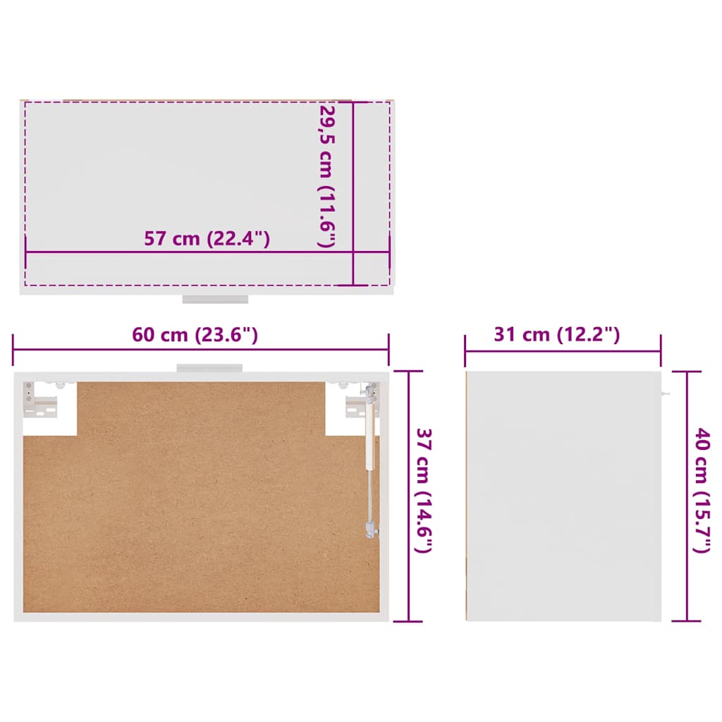 vidaXL Hanging Cabinet Lyon White 60x31x40 cm Engineered Wood