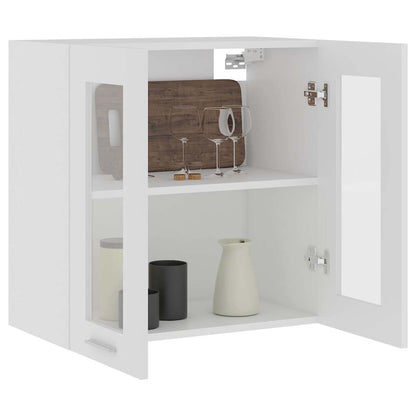 vidaXL Hanging Glass Cabinet | White | Engineered Wood, Glass | Compact
