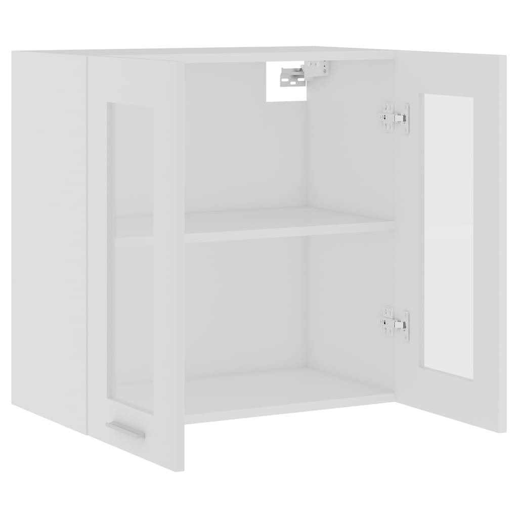 vidaXL Hanging Glass Cabinet | White | Engineered Wood, Glass | Compact