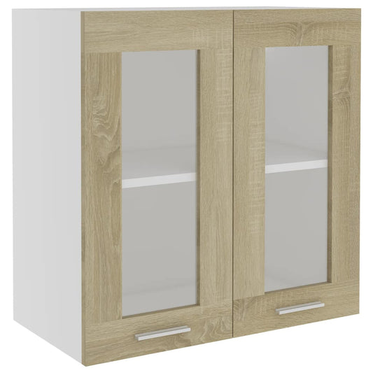 802524 vidaXL Hanging Glass Cabinet "Lyon" Sonoma Oak 60x31x60 cm Engineered Wood