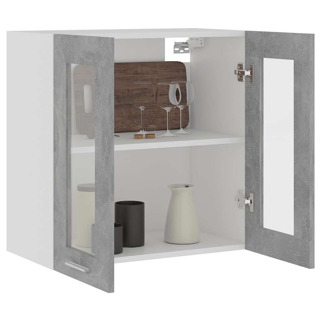 vidaXL Hanging Glass Cabinet Lyon Concrete Grey  60x31x60 cm Engineered Wood