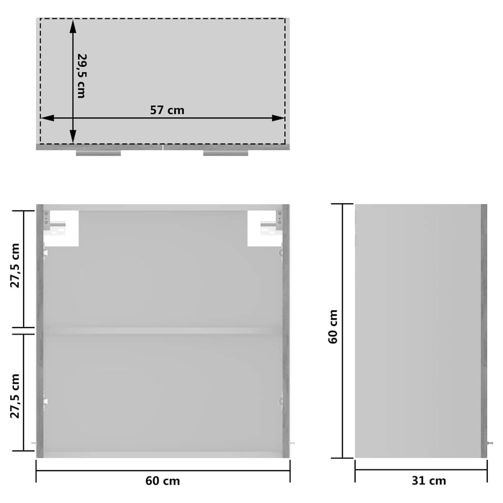 vidaXL Hanging Glass Cabinet Lyon Concrete Grey  60x31x60 cm Engineered Wood