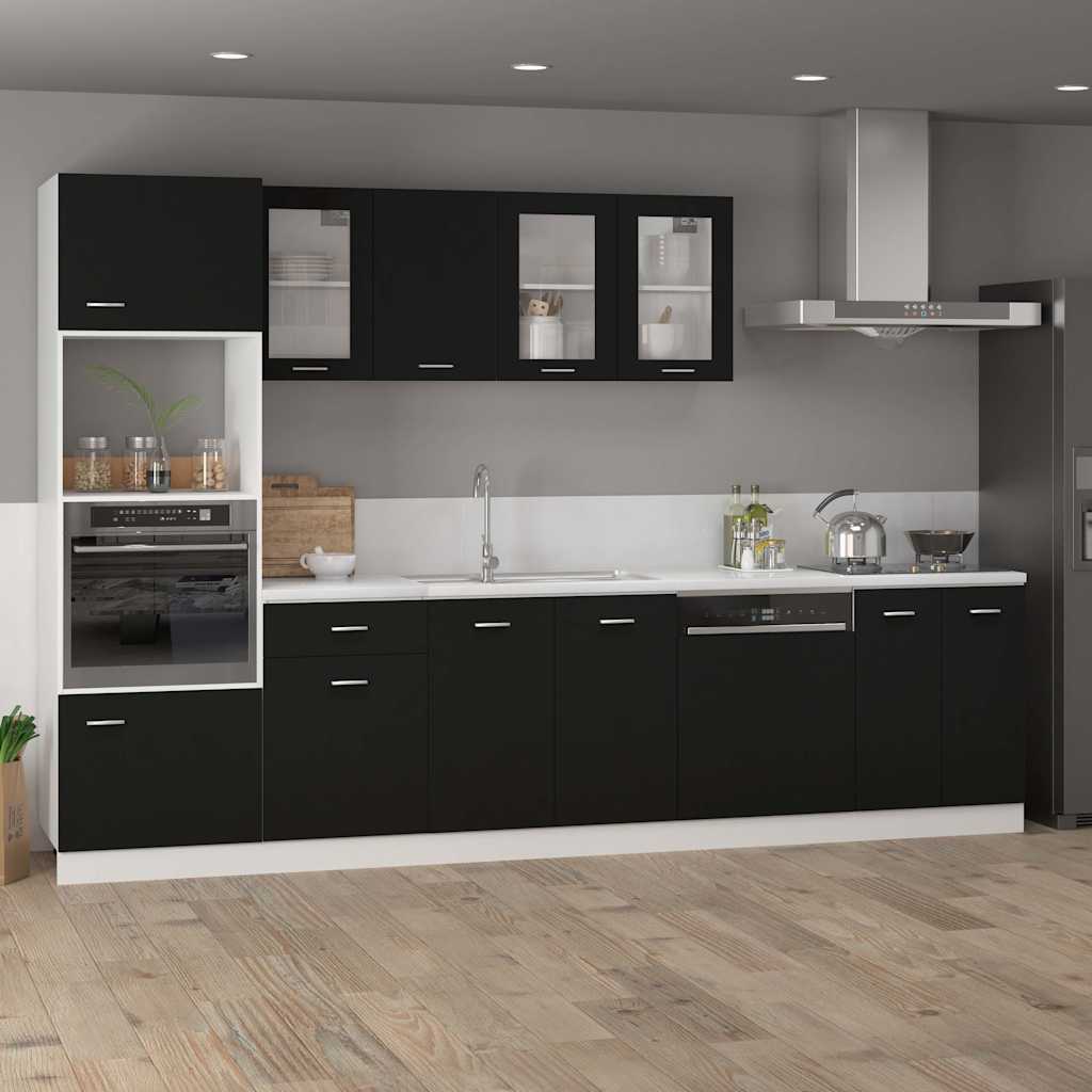 802530 vidaXL Hanging Glass Cabinet "Lyon" Black 80x31x60 cm Engineered Wood