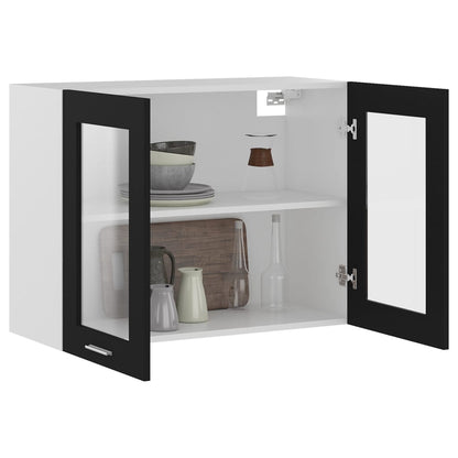 802530 vidaXL Hanging Glass Cabinet "Lyon" Black 80x31x60 cm Engineered Wood