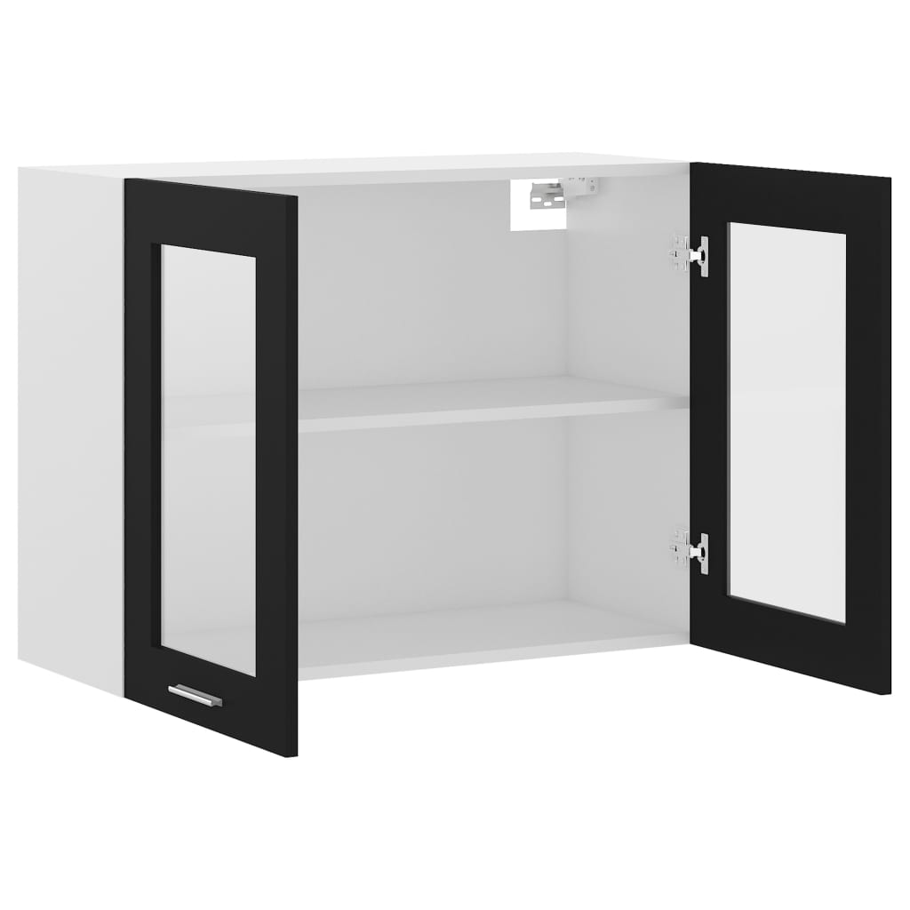 802530 vidaXL Hanging Glass Cabinet "Lyon" Black 80x31x60 cm Engineered Wood