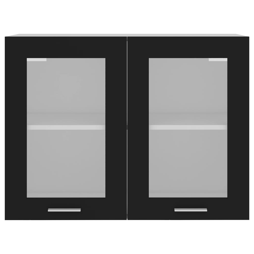 802530 vidaXL Hanging Glass Cabinet "Lyon" Black 80x31x60 cm Engineered Wood