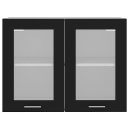 802530 vidaXL Hanging Glass Cabinet "Lyon" Black 80x31x60 cm Engineered Wood
