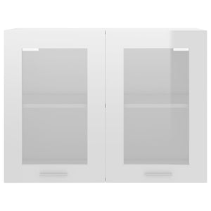 vidaXL Hanging Glass Cabinet High Gloss White 80x31x60 cm Engineered Wood