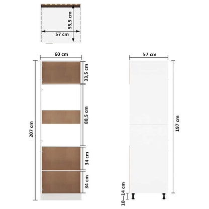 802538 vidaXL Refrigerator Cabinet "Lyon" White 60x57x207 cm Engineered Wood