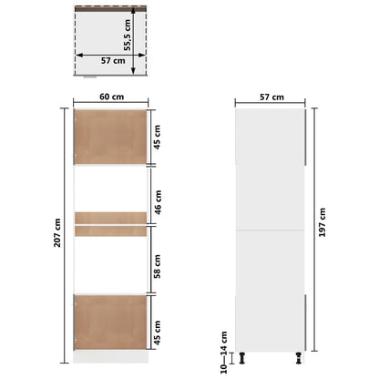 vidaXL Microwave Cabinet Lyon White 60x57x207 cm Engineered Wood