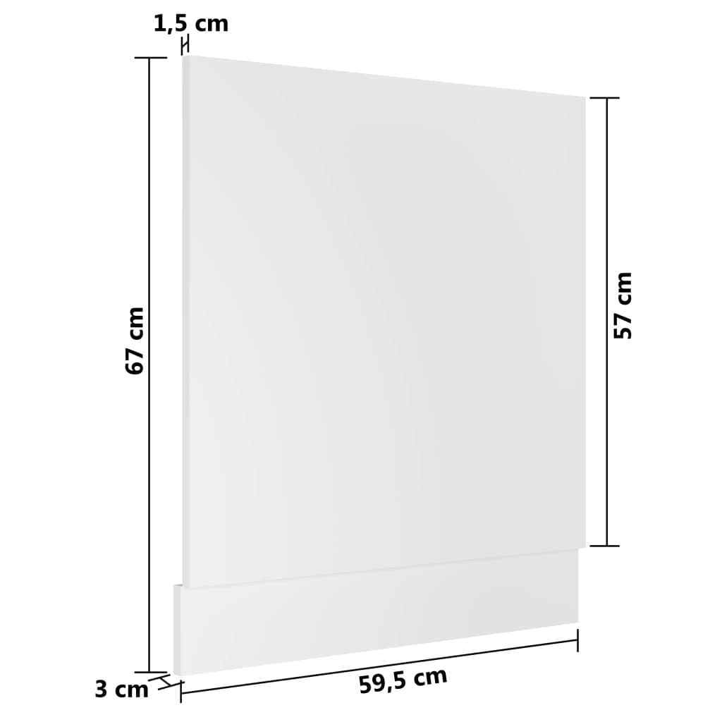 802562 vidaXL Dishwasher Panel "Lyon" White 59,5x3x67 cm Engineered Wood